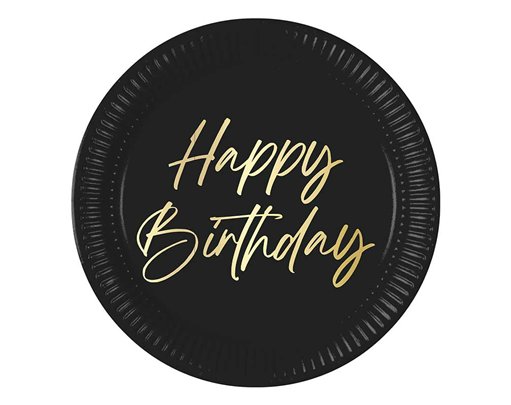 8PK 23cm ELEGANT HAPPY BIRTHDAY PAPER PLATES