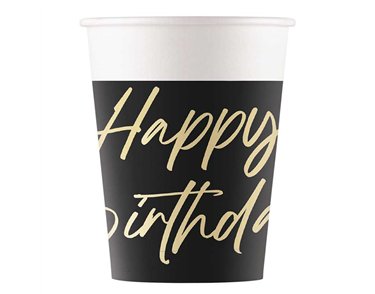8PK 200ml ELEGANT HAPPY BIRTHDAY PAPER CUPS