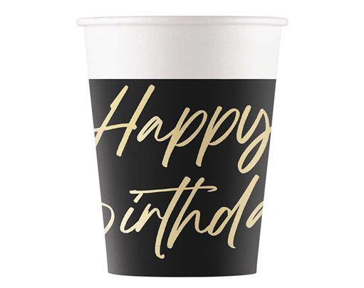8PK 200ml ELEGANT HAPPY BIRTHDAY PAPER CUPS