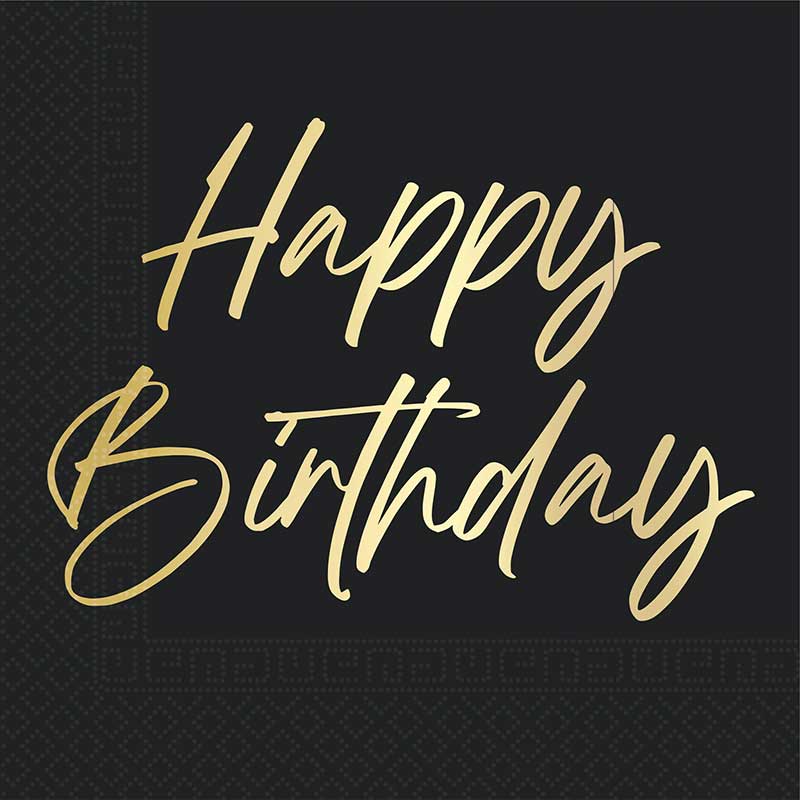 20PK 33cm ELEGANT HAPPY BIRTHDAY NAPKINS