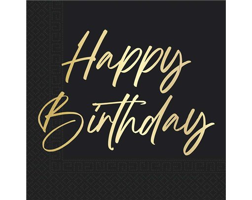 20PK 33cm ELEGANT HAPPY BIRTHDAY NAPKINS