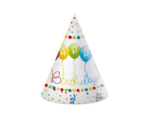 6PK HAPPY BIRTHDAY STREAMERS PAPER HATS