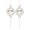 4PK  HAPPY BIRTHDAY STREAMERS PAPER DRINKING STRAWS