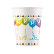 8PK 200ml HAPPY BIRTHDAY STREAMERS PAPER CUPS