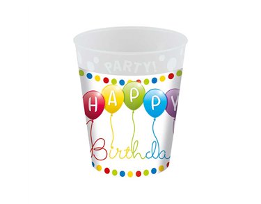 250ml  HAPPY BIRTHDAY STREAMERS REUSABLE PARTY CUP