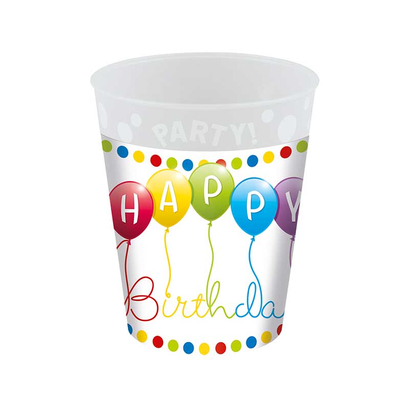 250ml  HAPPY BIRTHDAY STREAMERS REUSABLE PARTY CUP