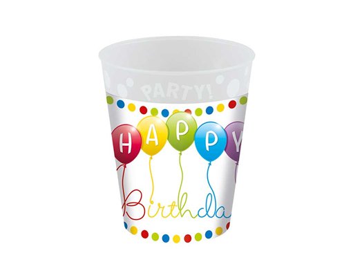 250ml  HAPPY BIRTHDAY STREAMERS REUSABLE PARTY CUP