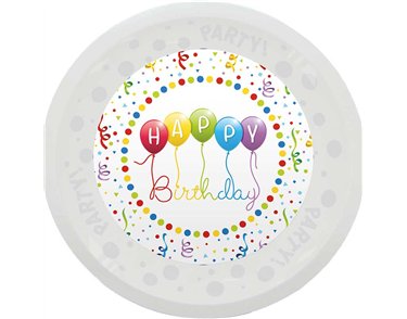 21cm HAPPY BIRTHDAY STREAMERS REUSABLE PARTY PLATE