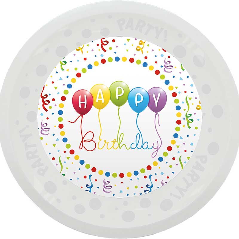 21cm HAPPY BIRTHDAY STREAMERS REUSABLE PARTY PLATE