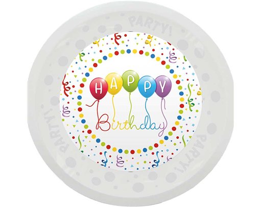 21cm HAPPY BIRTHDAY STREAMERS REUSABLE PARTY PLATE