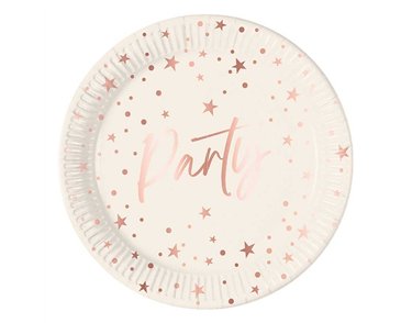 8PK 23cm ROSE GOLD PARTY PAPER PLATES
