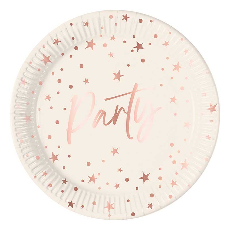 8PK 23cm ROSE GOLD PARTY PAPER PLATES