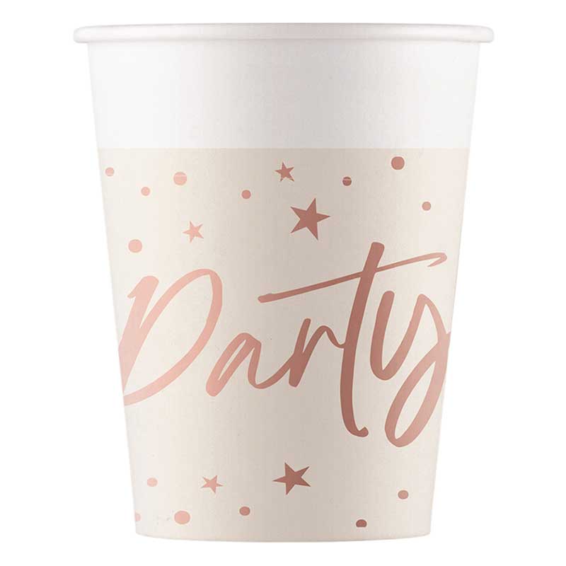 8PK 200ml ROSE GOLD PARTY PAPER CUPS