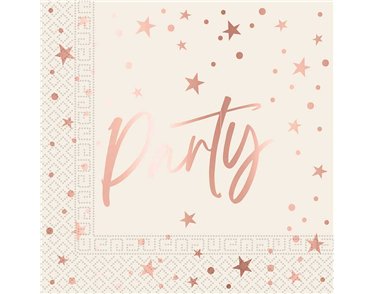 20PK 33cm ROSE GOLD PARTY PAPER NAPKINS