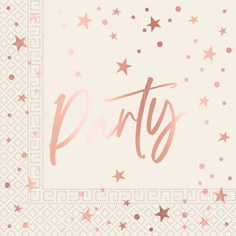 20PK 33cm ROSE GOLD PARTY PAPER NAPKINS