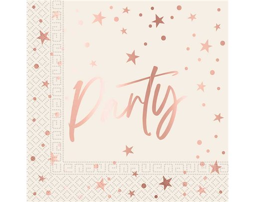 20PK 33cm ROSE GOLD PARTY PAPER NAPKINS