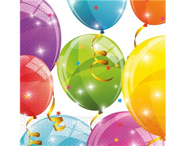 20PK 33cm SPARKLING BALLOONS PAPER NAPKINS