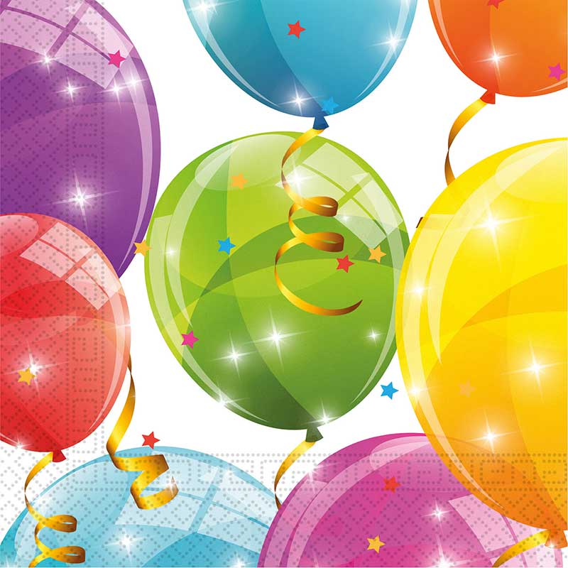 20PK 33cm SPARKLING BALLOONS PAPER NAPKINS