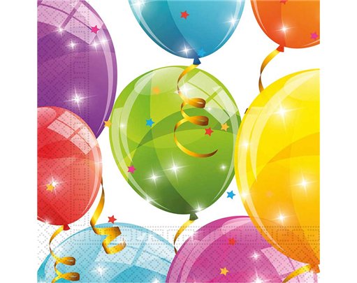 20PK 33cm SPARKLING BALLOONS PAPER NAPKINS