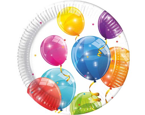 8PK 23cm SPARKLING BALLOONS PAPER PLATES
