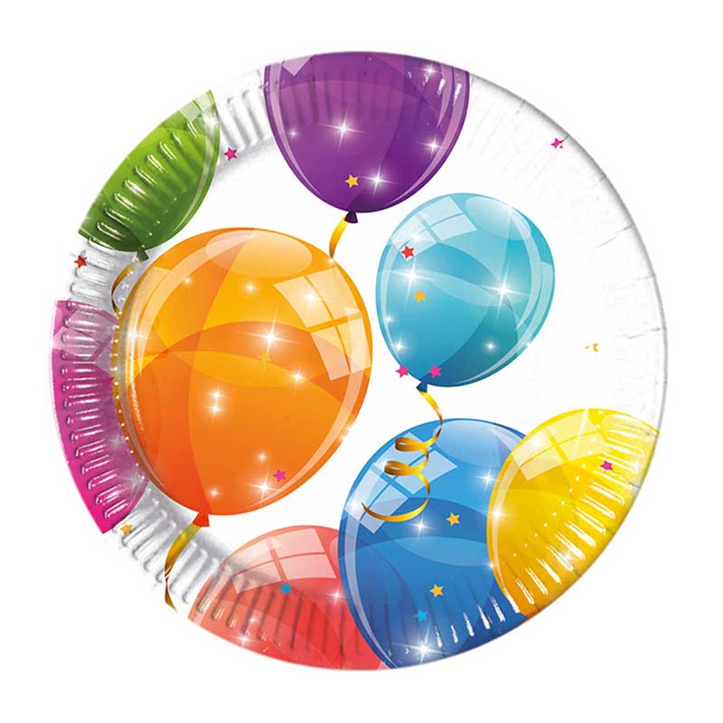 8PK 20cm SPARKLING BALLOONS PAPER PLATES