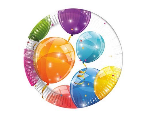 8PK 20cm SPARKLING BALLOONS PAPER PLATES