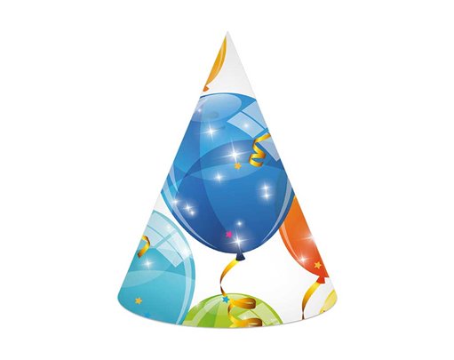 6PK SPARKLING BALLOONS PAPER HATS