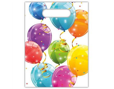 6PK SPARKLING BALLOONS PLASTIC PARTY BAGS