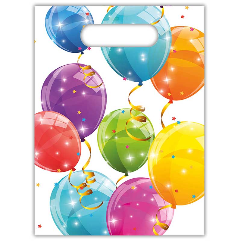 6PK SPARKLING BALLOONS PLASTIC PARTY BAGS