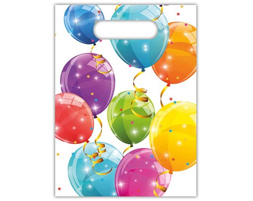 6PK SPARKLING BALLOONS PLASTIC PARTY BAGS