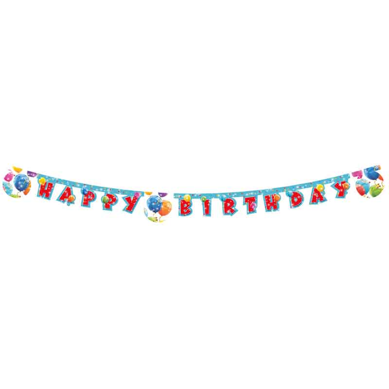 SPARKLING BALLOONS "HAPPY BIRTHDAY" PAPER BANNER