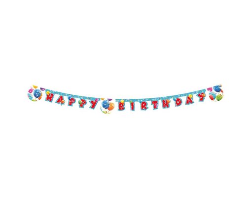 SPARKLING BALLOONS "HAPPY BIRTHDAY" PAPER BANNER