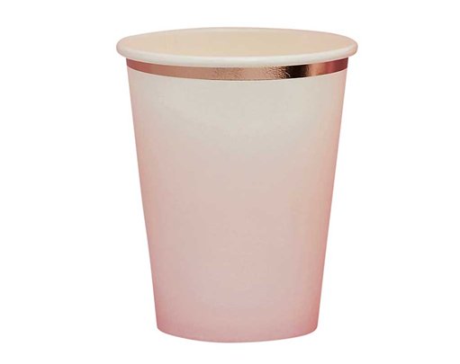 8PK ROSE GOLD & PINK OMBRE PAPER CUPS