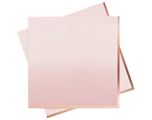 16PK ROSE GOLD & PINK OMBRE PAPER NAPKINS