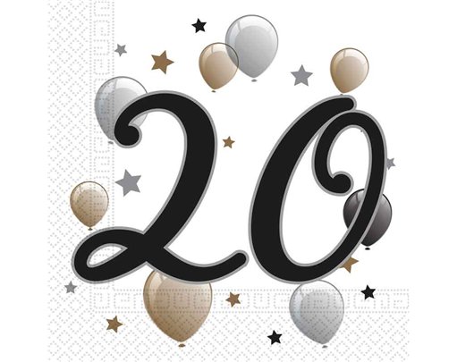 20PK MILESTONE "20" NAPKINS