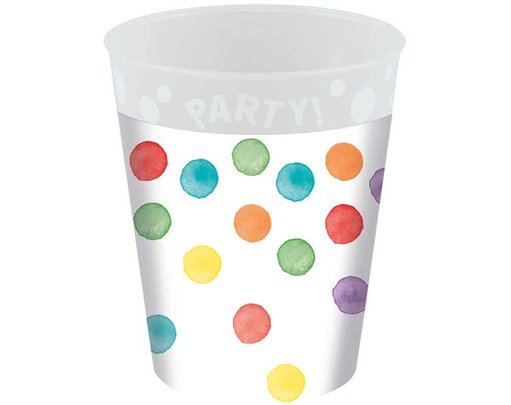 4PK 250ml MULTICOLORWATER DOTS PARTY REUSABLE CUPS