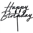 16.5cm BLACK "HAPPY BIRTHDAY" ACRYLIC CAKE TOPPER