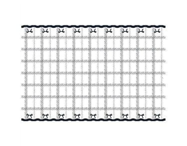 BLACK AND CREAM TABLECOVER WITH BOWS