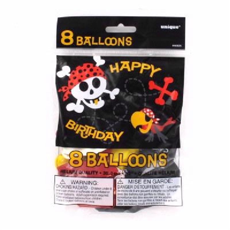 (8) 12IN PIRATE FUN B/DAY BALLOONS