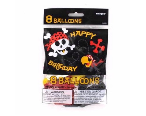 (8) 12IN PIRATE FUN B/DAY BALLOONS