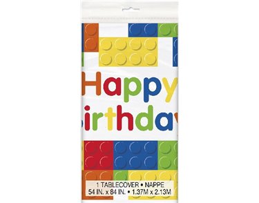 54X84IN BUILDING BLOCKS BIRTHDAY TABLE COVER