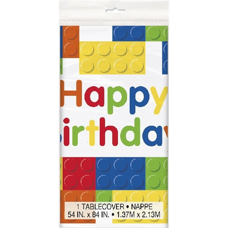 54X84IN BUILDING BLOCKS BIRTHDAY TABLE COVER