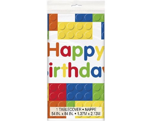 54X84IN BUILDING BLOCKS BIRTHDAY TABLE COVER