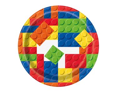 (8) 7IN BUILDING BLOCKS B/DAY PLATES