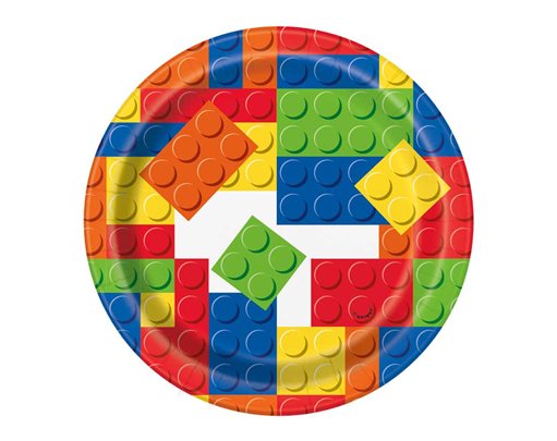 (8) 7IN BUILDING BLOCKS B/DAY PLATES