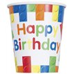 (8) 9OZ BUILDING BLOCKS B/DAY CUPS