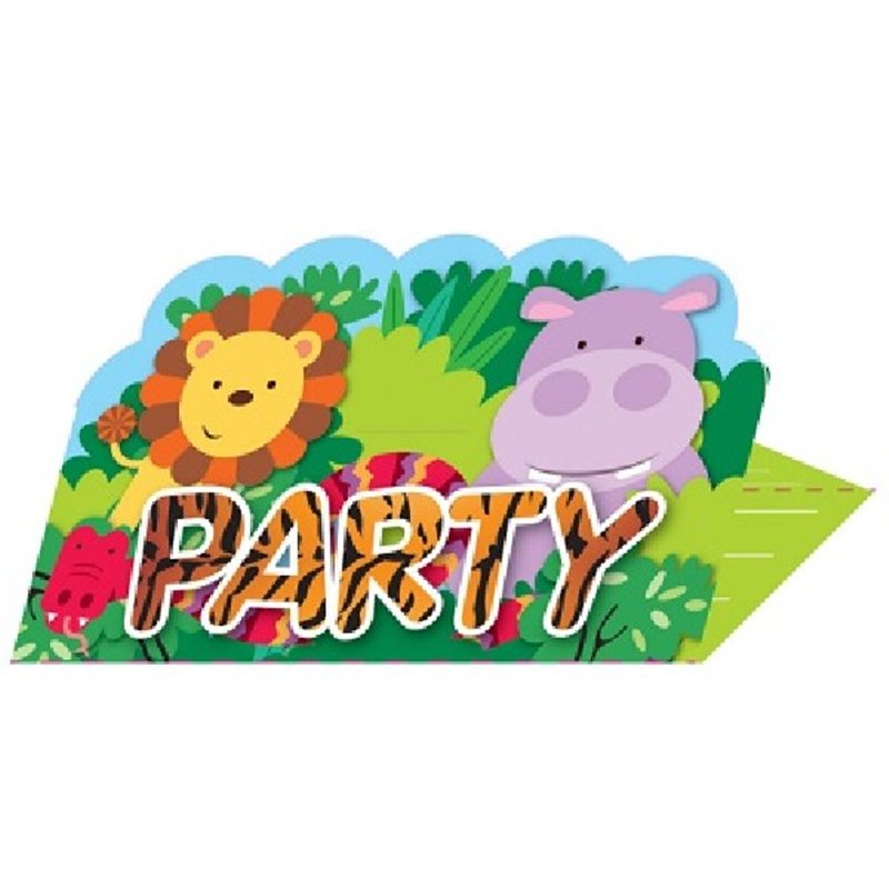 (8) JUNGLE FRIENDS INVITATIONS