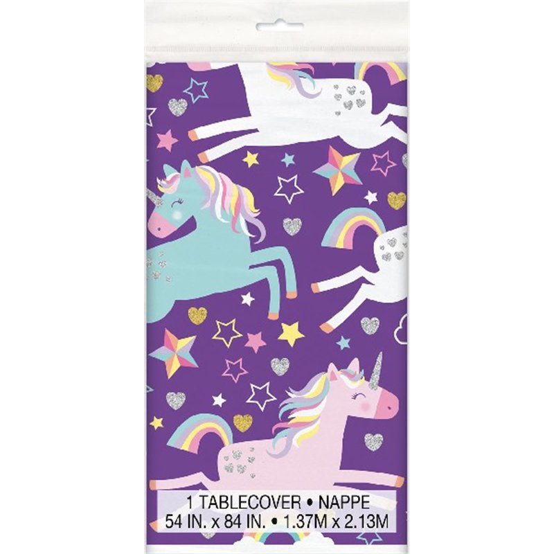 54X84IN UNICORN PLASTIC TABLE COVER