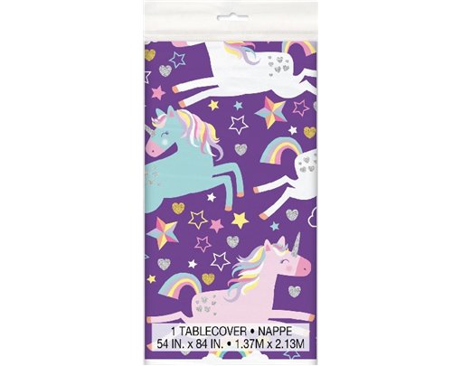 54X84IN UNICORN PLASTIC TABLE COVER