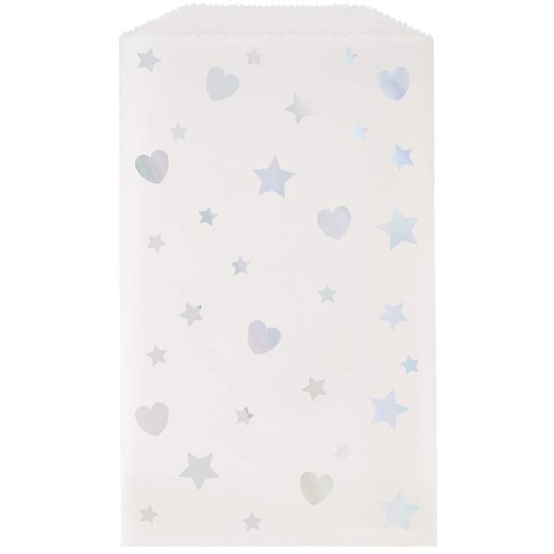 (8) IRIDESCENT HEART STAR TREAT BAG